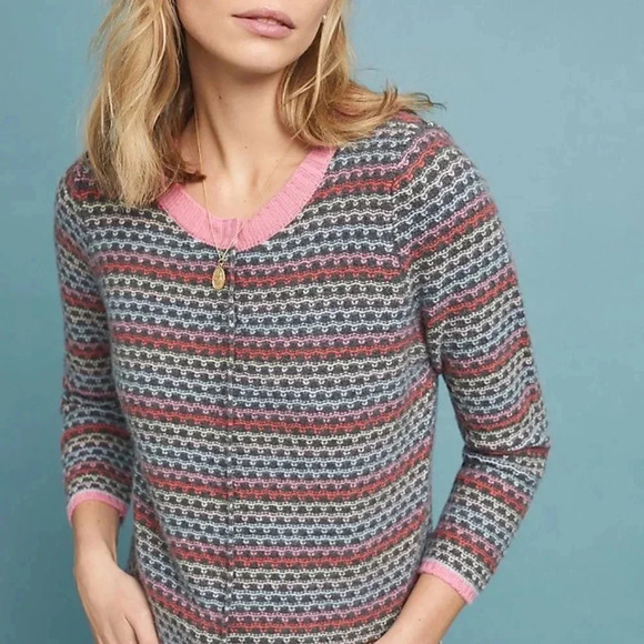 Anthropologie  Eastmade Striped Cashmere Cardigan - Picture 4 of 11